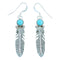 Native American Turquoise Feather Hook Dangle Earrings NX11502